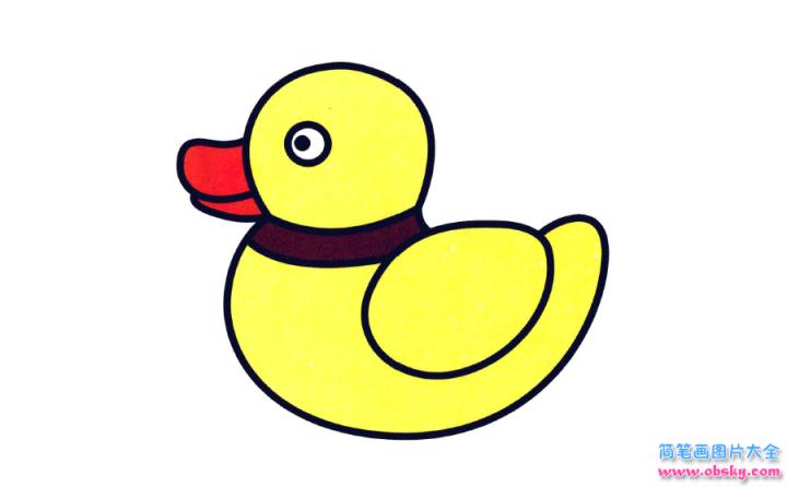 彩色简笔画小黄鸭的图片教程