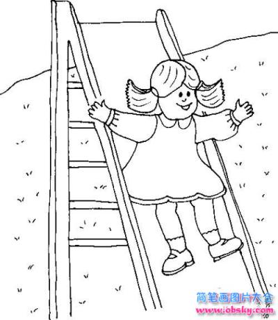 怎么画小朋友玩滑滑梯大全简笔画的教程
