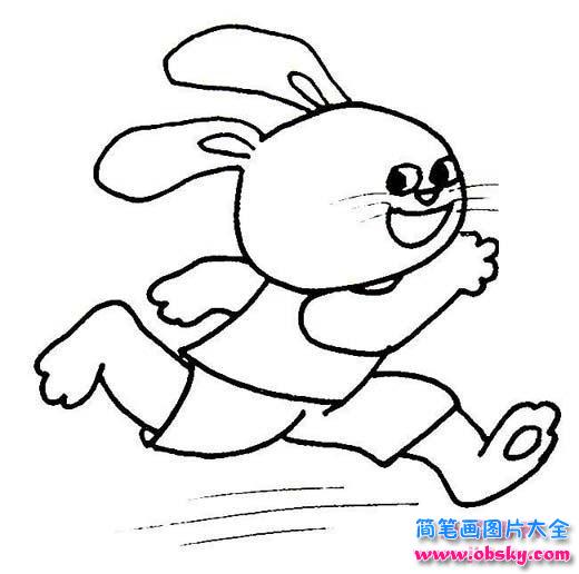跑步的卡通兔子简笔画图片