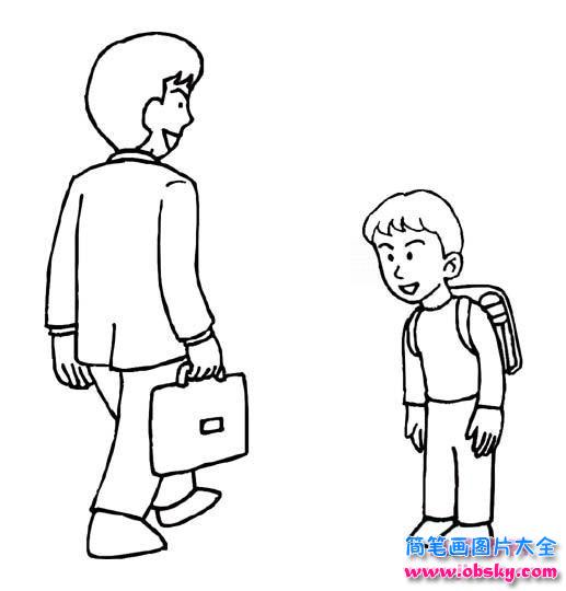 儿童简笔画:老师与学生