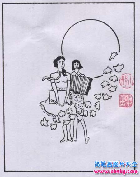 五四青年节简笔画图片：青春之歌