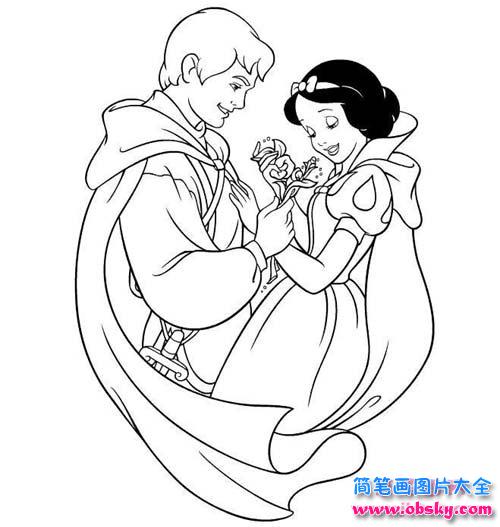 白雪公主与白马王子简笔画图片