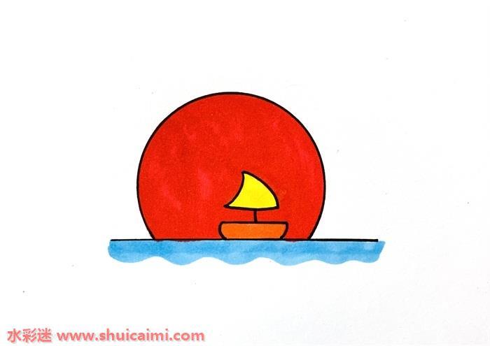 夕阳怎么画 夕阳简笔画简单好看带颜色