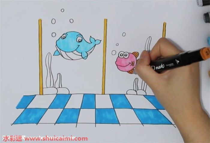 海洋馆怎么画 海洋馆简笔画彩色