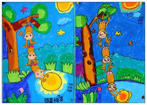 猴子捞月简笔画 猴子捞月简笔画连环画