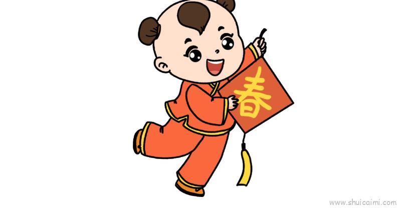 喜迎新春儿童画怎么画 喜迎新春简笔画步骤教学