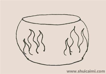 鱼缸彩色儿童简笔画