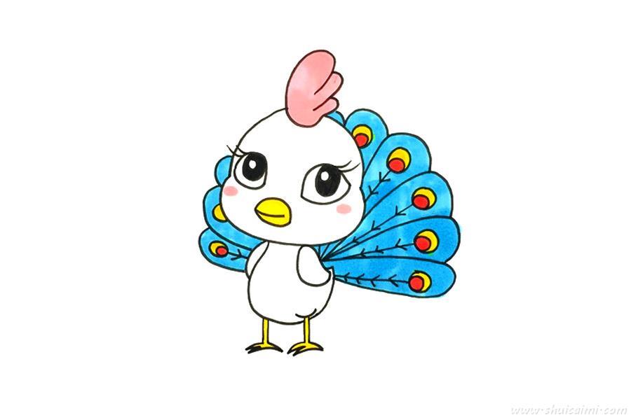 孔雀怎么画 孔雀简笔画图片带颜色