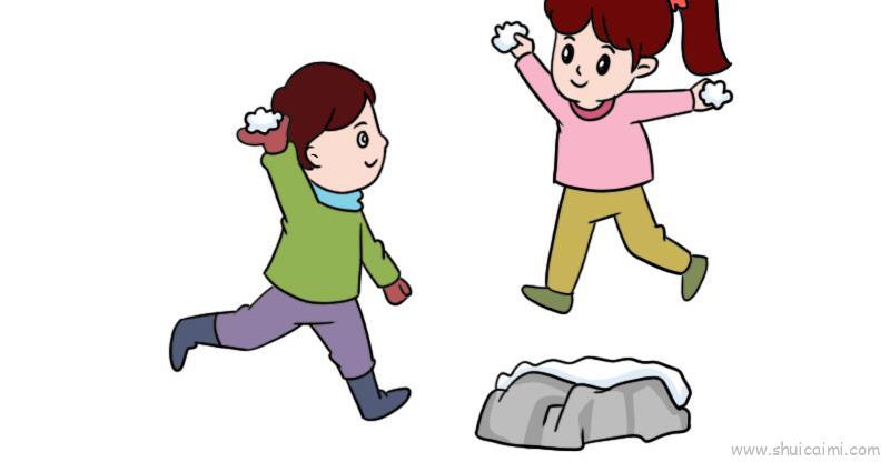 小朋友打雪仗儿童画怎么画 小朋友打雪仗简笔画步骤