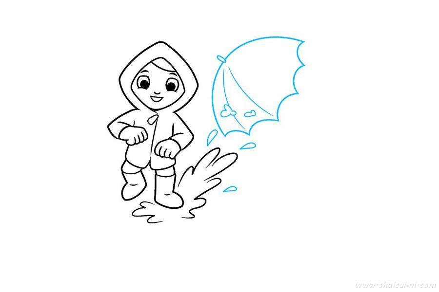 踩水坑怎么画 踩水坑简笔画简单又漂亮彩色