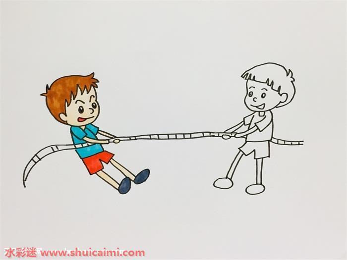 小朋友拔河怎么画 小朋友拔河简笔画画法