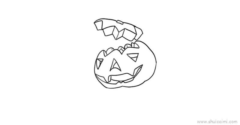 南瓜灯开盖儿童画怎么画 南瓜灯开盖简笔画顺序