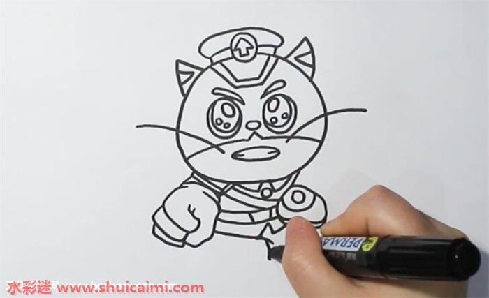 黑猫警长怎么画 黑猫警长简笔画彩色