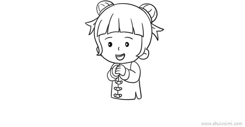 小孩拜年儿童画怎么画 小孩拜年简笔画图片