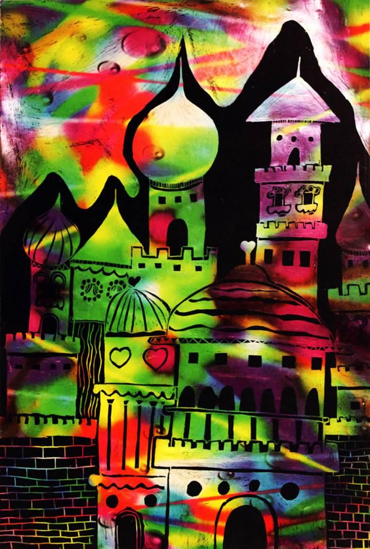 夜景简笔画 乡村夜景简笔画