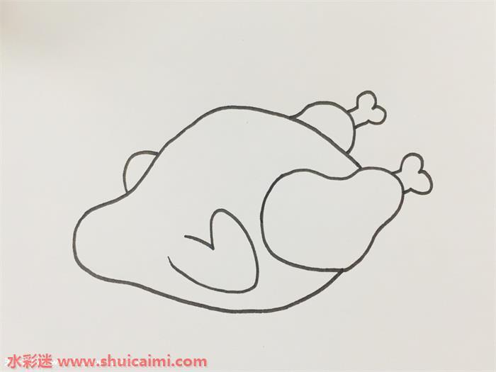 烤鸡怎么画 烤鸡简笔画步骤图