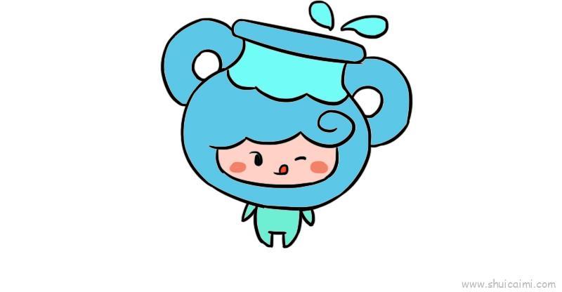十二星座q版萌图水瓶座儿童画怎么画 十二星座q版萌图水瓶座简笔画图片
