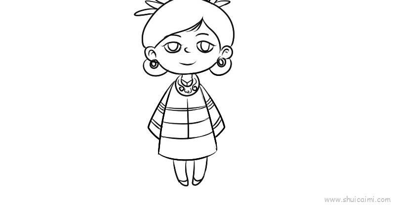 黎族姑娘儿童画怎么画 黎族姑娘简笔画图片大全