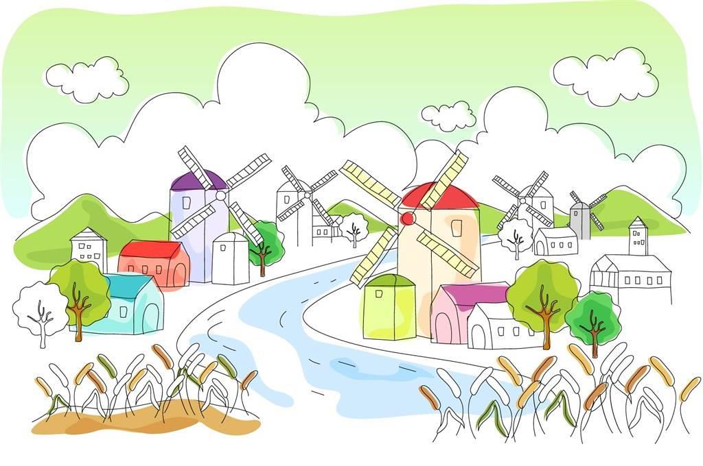 城市简笔画 城市简笔画彩色