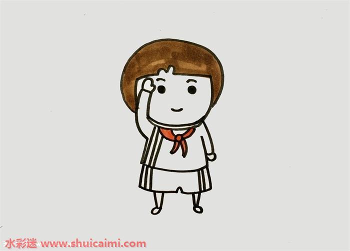 敬礼小学生怎么画 敬礼小学生简笔画漂亮彩色