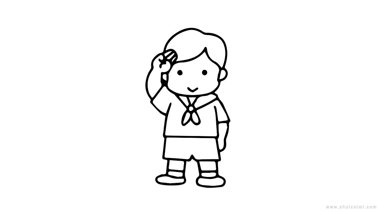 小朋友敬礼简笔画怎么画 小朋友敬礼简笔画图片