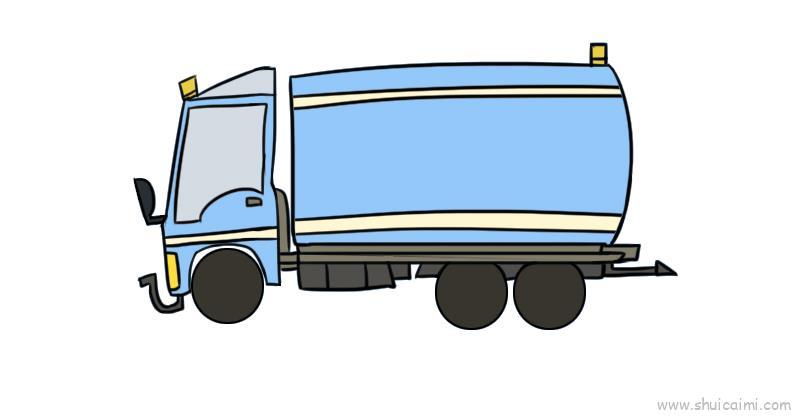 洒水车儿童画怎么画 洒水车简笔画图片