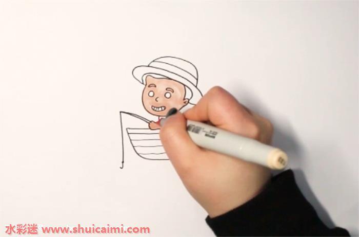 船上渔翁怎么画 船上渔翁简笔画简单彩色