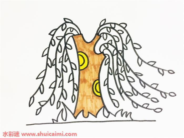 茂密柳树怎么画 茂密柳树简笔画步骤