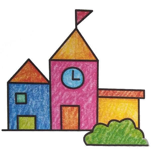 学校的简笔画 小学生画学校的简笔画
