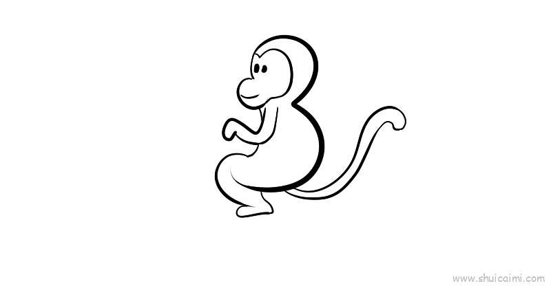 用数字画动物之猴子儿童画怎么画 用数字画动物之猴子简笔画顺序