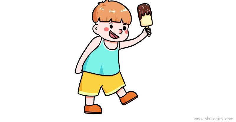 吃冰棍儿童画怎么画 吃冰棍简笔画顺序