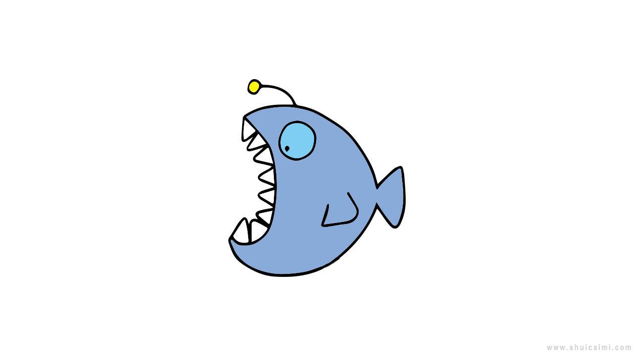 灯笼鱼简笔画怎么画 灯笼鱼简笔画图片大全