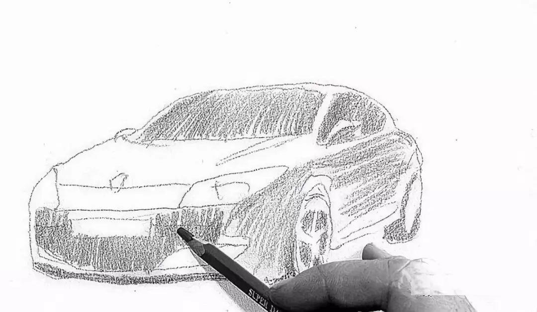 汽车素描绘画教程 轿车的绘画步骤