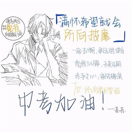 2023年最新以中考加油为主题的简笔画作品