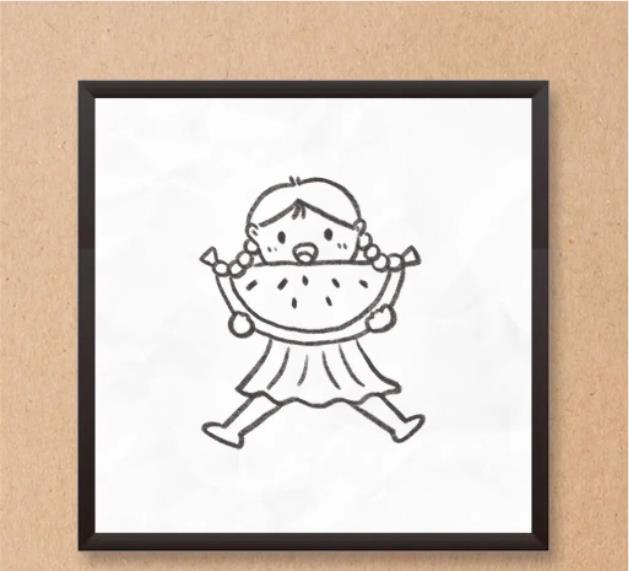 小朋友摘西瓜简笔画怎么画简单又漂亮