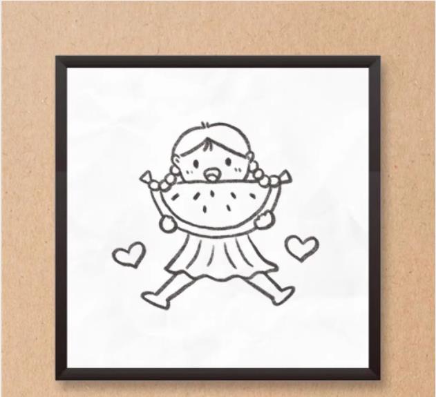 小朋友摘西瓜简笔画怎么画简单又漂亮