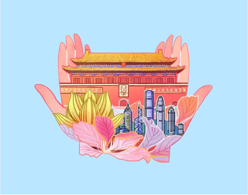 庆祝香港回归简笔画图片简单又漂亮