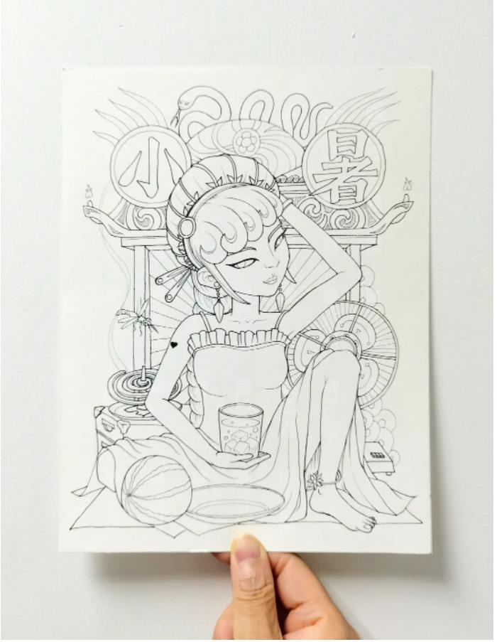 小暑节气画简单笔画怎么画(含素材模板)