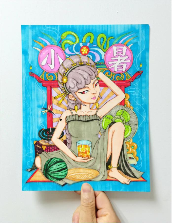 小暑节气画简单笔画怎么画(含素材模板)