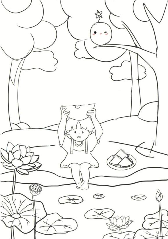 小暑节气画简单笔画怎么画(含素材模板)