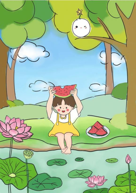 小暑节气画简单笔画怎么画(含素材模板)