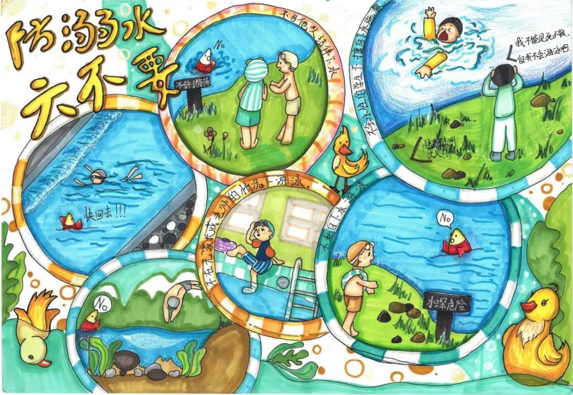 儿童防溺水标志图片简笔画简单又漂亮