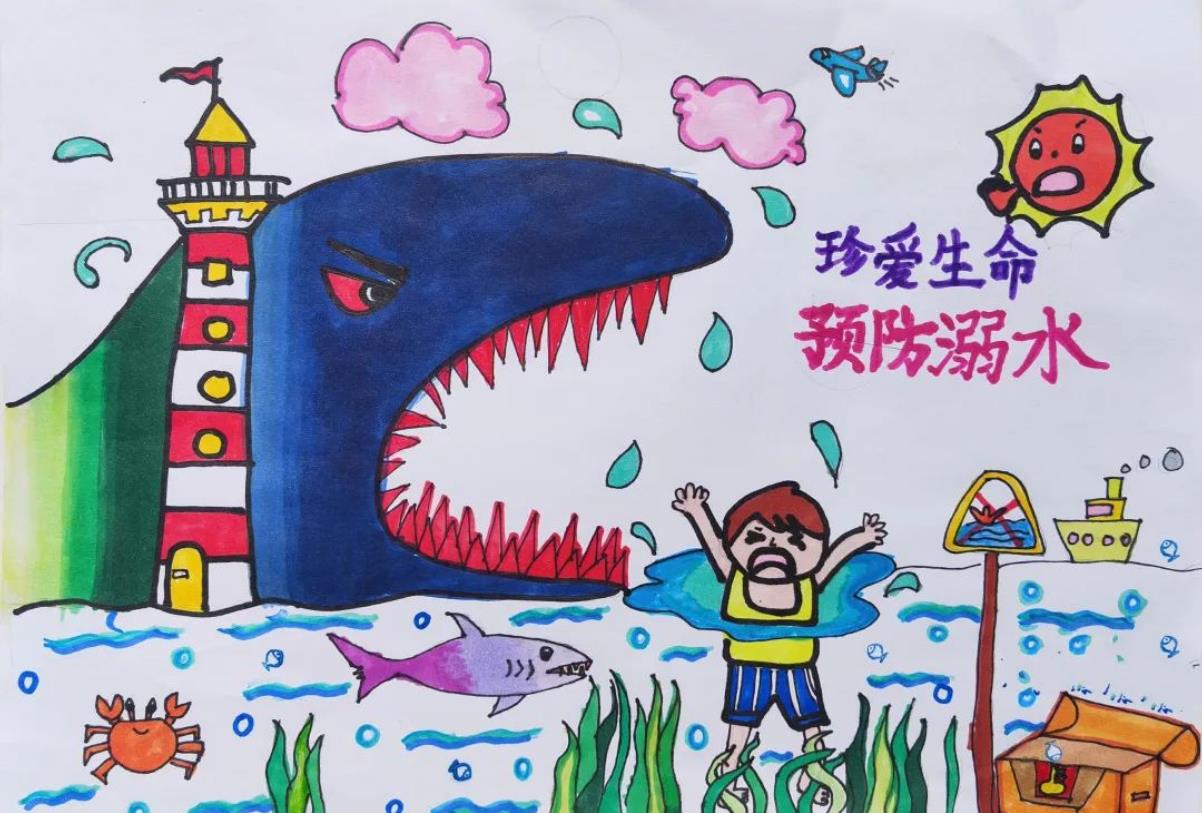 儿童防溺水标志图片简笔画简单又漂亮