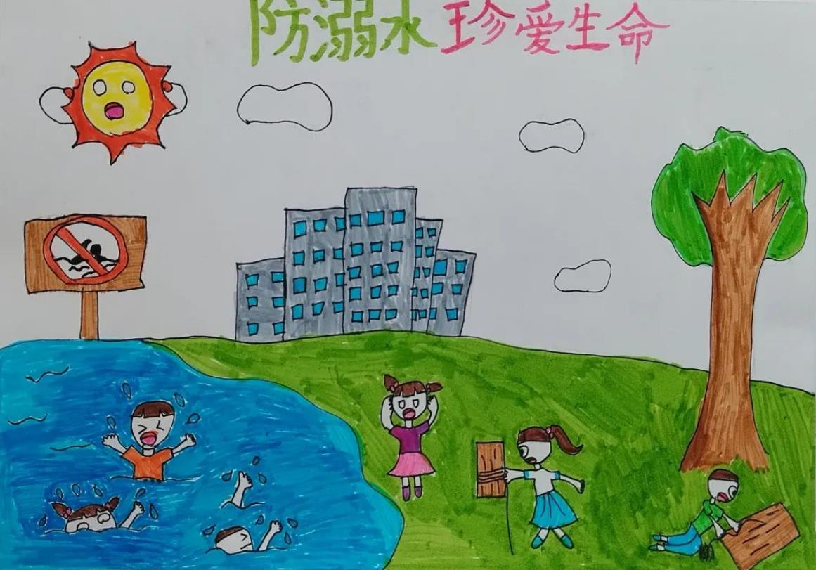 儿童防溺水标志图片简笔画简单又漂亮