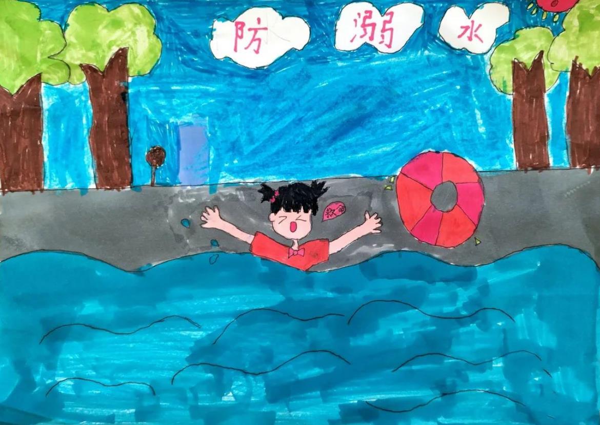 儿童防溺水标志图片简笔画简单又漂亮