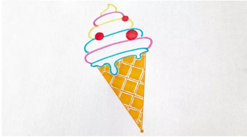 可爱甜筒画法 甜筒冰淇淋怎么画