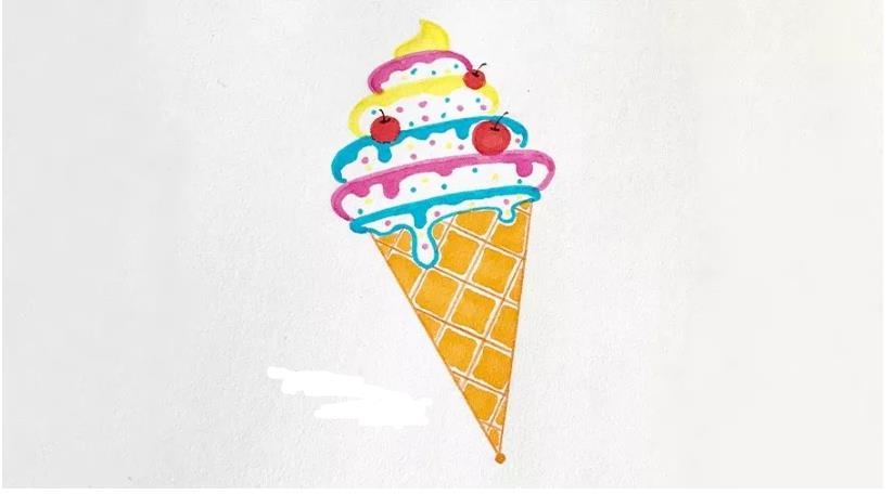 可爱甜筒画法 甜筒冰淇淋怎么画