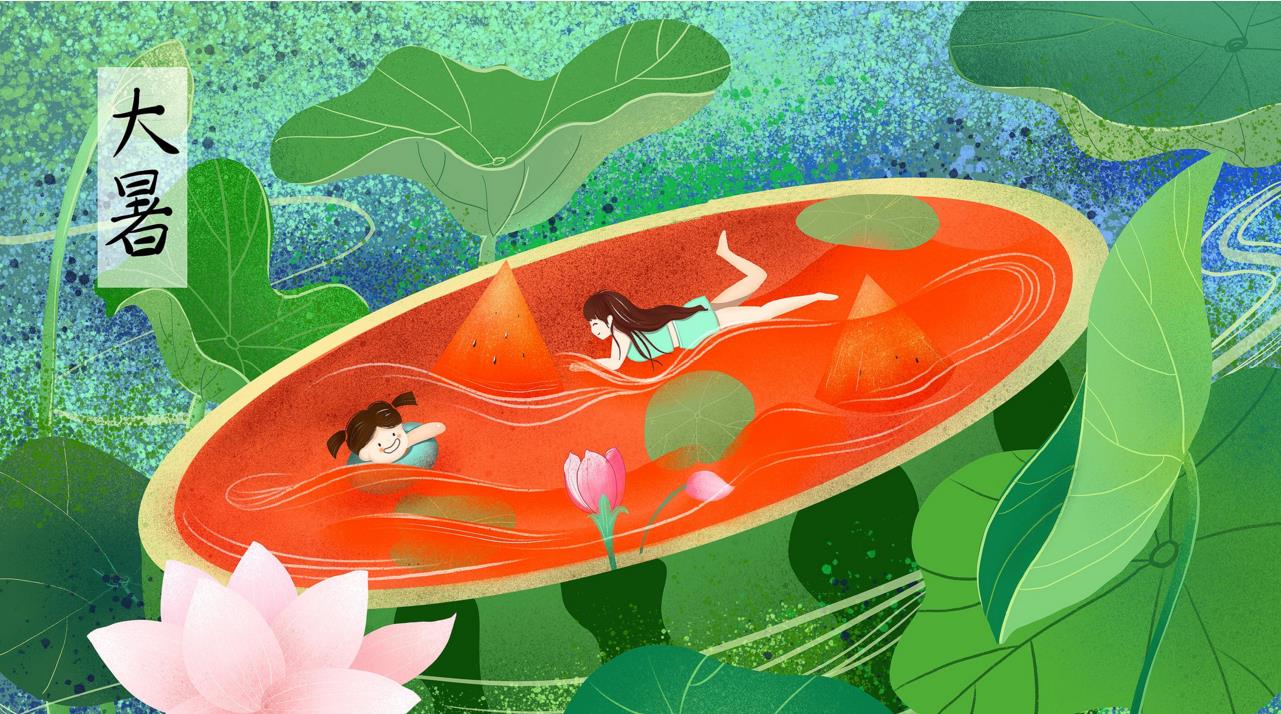 大暑节气的简笔画图片大全(含模板素材)