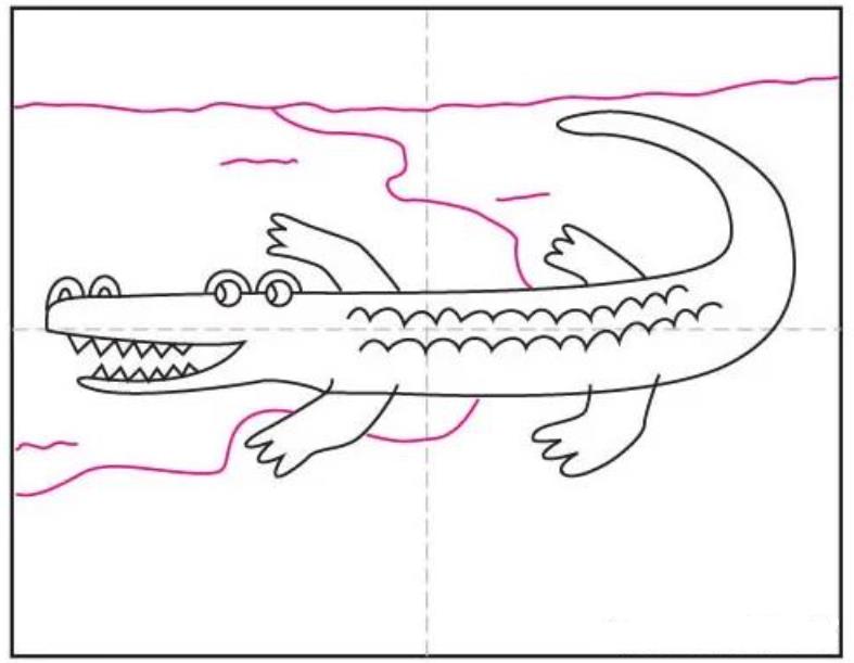 超简单的鳄鱼怎么画 一步一步画鳄鱼简笔画教程