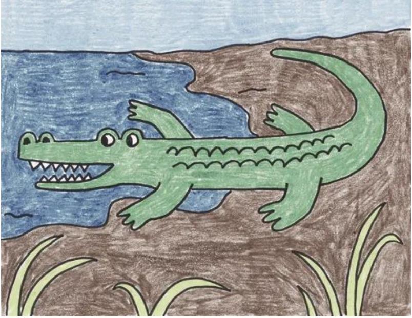 超简单的鳄鱼怎么画 一步一步画鳄鱼简笔画教程